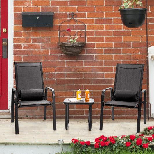 3 Pieces Patio Bistro Furniture Set with Adjustable Backrest-Black at Set Shop and Smile