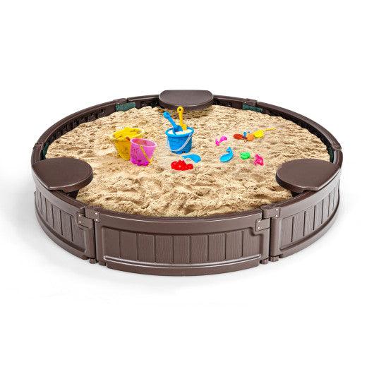 Sandbox with Built-in Corner Seat and Cover-Brown at Set Shop and Smile