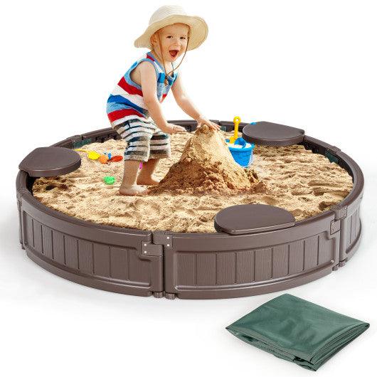 Sandbox with Built-in Corner Seat and Cover-Brown at Set Shop and Smile