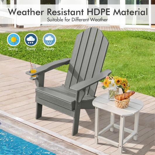 Foldable Weather Resistant Patio Chair with Built-in Cup Holder-Gray at Set Shop and Smile