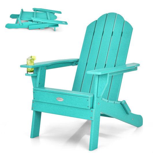 Foldable Weather Resistant Patio Chair with Built-in Cup Holder-Turquoise at Set Shop and Smile