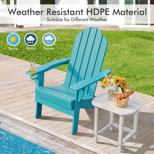 Foldable Weather Resistant Patio Chair with Built-in Cup Holder-Turquoise at Set Shop and Smile