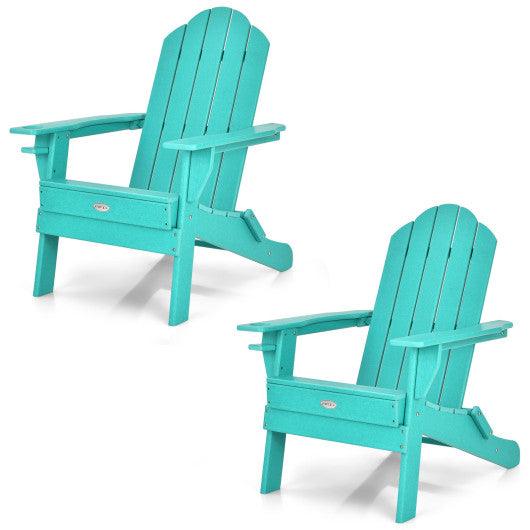 Foldable Weather Resistant Patio Chair with Built-in Cup Holder-Turquoise at Set Shop and Smile