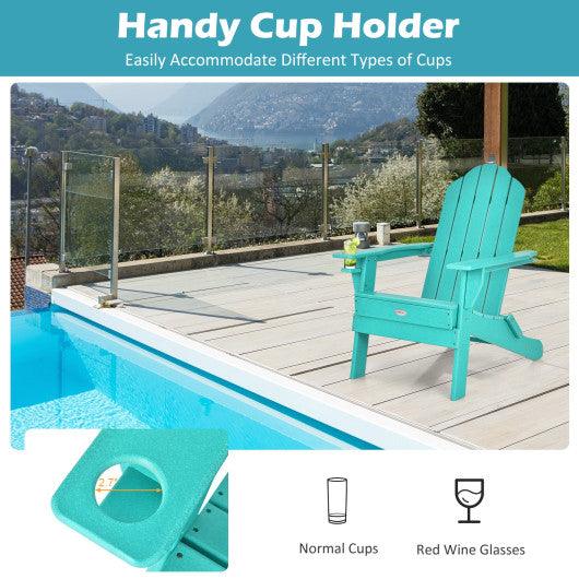 Foldable Weather Resistant Patio Chair with Built-in Cup Holder-Turquoise at Set Shop and Smile