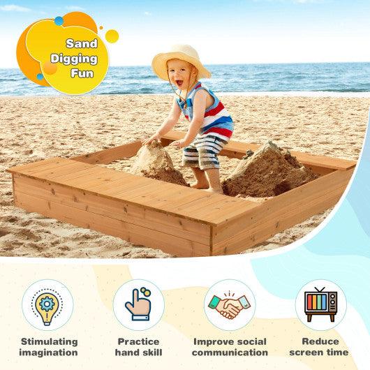 Kids Wooden Sandbox with Bench Seats and Storage Boxes at Set Shop and Smile