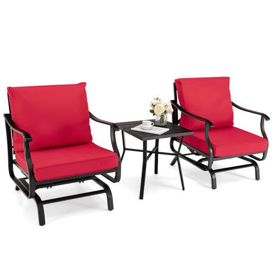 3 Piece Patio Rocking Chair Set with Coffee Table-Red at Set Shop and Smile