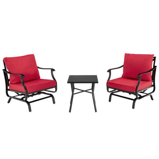 3 Piece Patio Rocking Chair Set with Coffee Table-Red at Set Shop and Smile