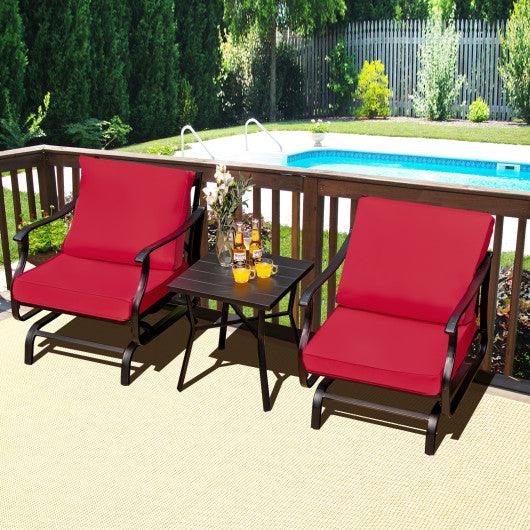 3 Piece Patio Rocking Chair Set with Coffee Table-Red at Set Shop and Smile