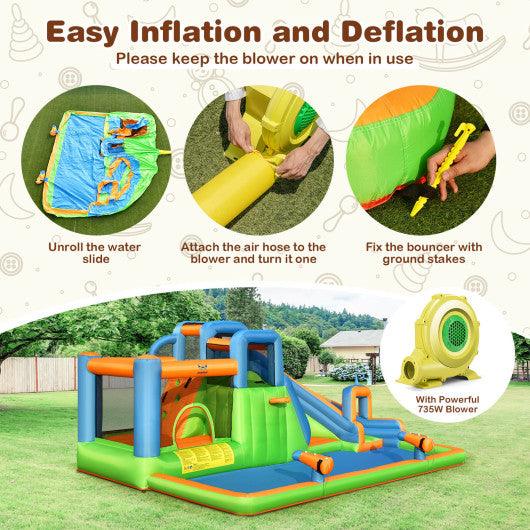 7-in-1 Inflatable Giant Water Park Bouncer with Dual Climbing Walls and 735W Blower at Set Shop and Smile