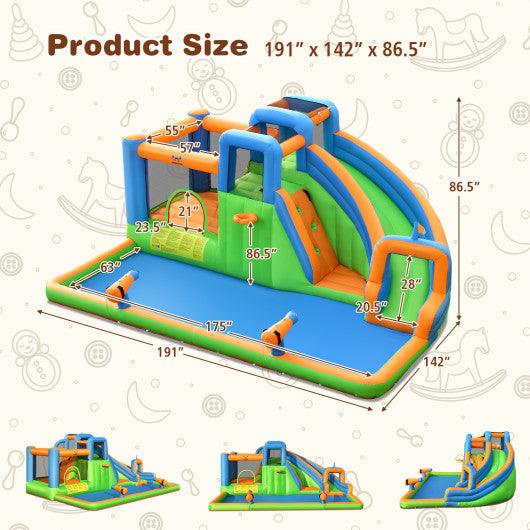 7-in-1 Inflatable Giant Water Park Bouncer with Dual Climbing Walls and 735W Blower at Set Shop and Smile
