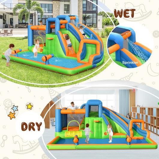 7-in-1 Inflatable Giant Water Park Bouncer with Dual Climbing Walls and 735W Blower at Set Shop and Smile
