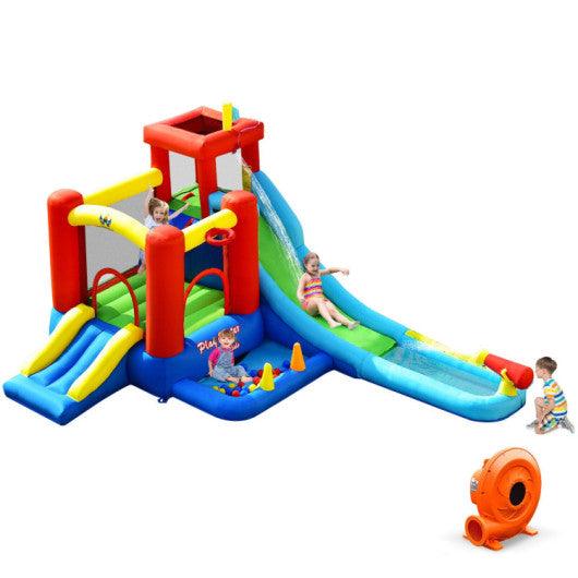 9-in-1 Inflatable Kids Water Slide Bounce House with 860W Blower at Set Shop and Smile