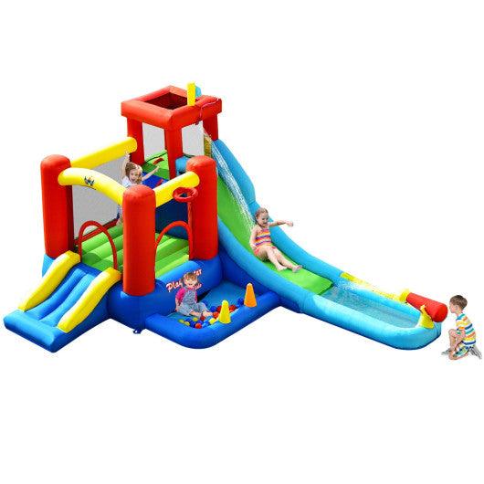 9-in-1 Inflatable Kids Water Slide Bounce House without Blower at Set Shop and Smile