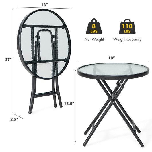 Patio Side Table with Tempered Glass Tabletop - Set Shop and Smile