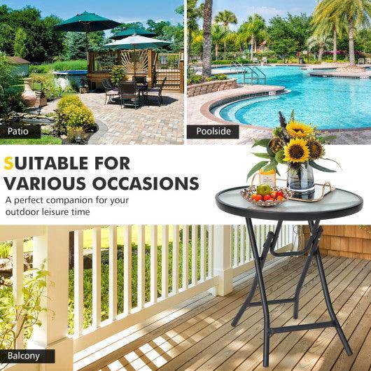 Patio Side Table with Tempered Glass Tabletop at Set Shop and Smile