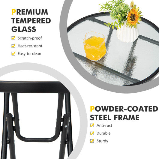 Patio Side Table with Tempered Glass Tabletop - Set Shop and Smile