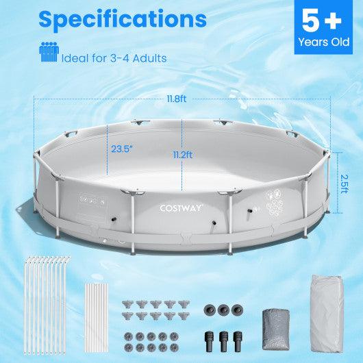 Round Above Ground Swimming Pool With Pool Cover-Gray at Set Shop and Smile