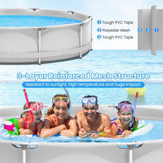 Round Above Ground Swimming Pool With Pool Cover-Gray at Set Shop and Smile