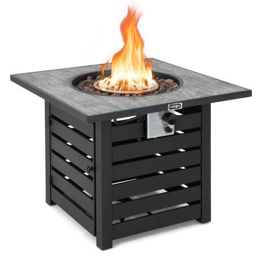 Square Propane Fire Pit Table with Lava Rocks and Rain Cover at Set Shop and Smile