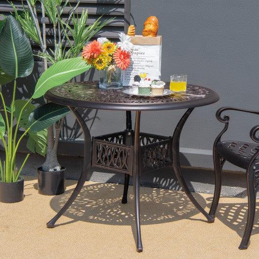 36 Inch Patio Round Dining Bistro Table with Umbrella Hole-Brown at Set Shop and Smile