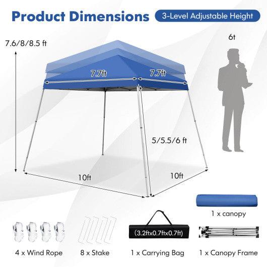 10 x 10 Feet Outdoor Instant Pop-up Canopy with Carrying Bag-Blue at Set Shop and Smile