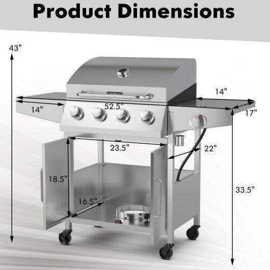 50000BTU 5-Burner Propane Gas Grill with Side Burner and 2 Prep Tables-Silver at Set Shop and Smile
