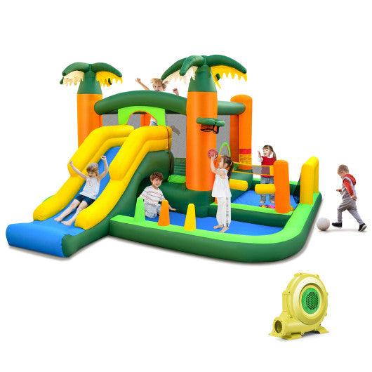 Big Inflatable Bounce House with Slide and Ball Pits for Indoor and Outdoor with 735W Blower at Set Shop and Smile