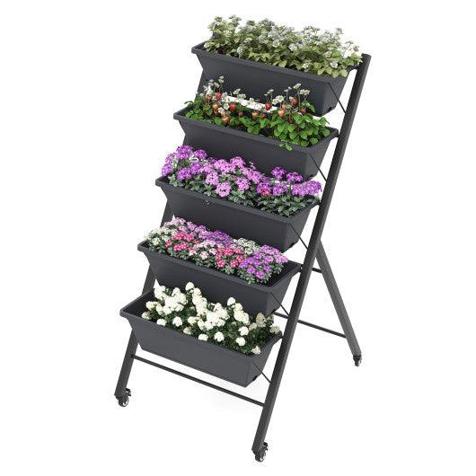 5-Tier Vertical Raised Garden Bed with Wheels and Container Boxes at Set Shop and Smile