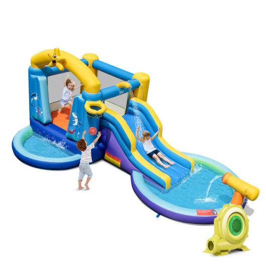 Inflatable Ocean-Themed Bounce House with 680W Blower and 2 Pools at Set Shop and Smile