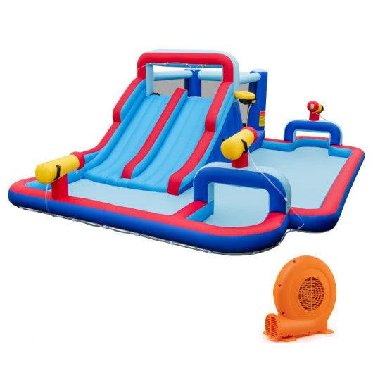Inflatable Bounce House with 2 Water Slides and 3 Water Cannons With 750W Blower at Set Shop and Smile