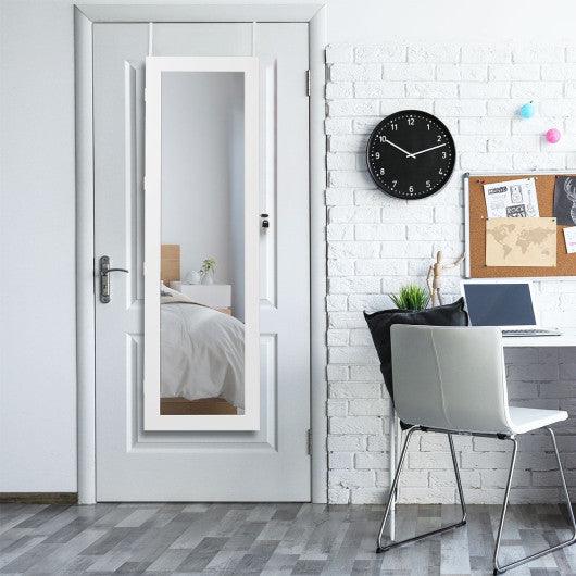 Wall Mounted Lockable Mirror Jewelry Cabinet with LED Light at Set Shop and Smile