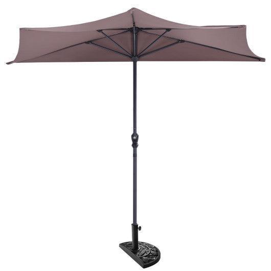 9' Half Round Patio Umbrella Sunshade without Weight Base at Set Shop and Smile
