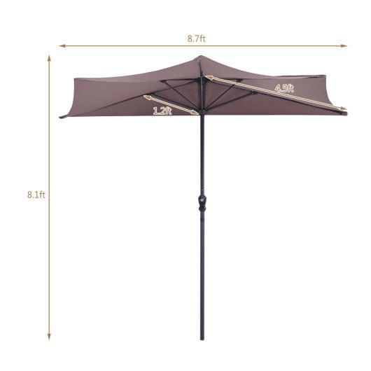 9' Half Round Patio Umbrella Sunshade without Weight Base at Set Shop and Smile