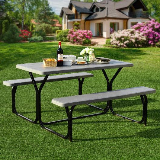 Picnic Table Bench Set for Outdoor Camping -Gray at Set Shop and Smile