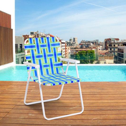 6 pcs Folding Beach Chair Camping Lawn Webbing Chair-Blue at Set Shop and Smile