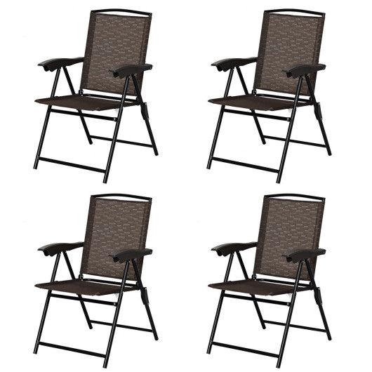 4 Pieces Folding Dining Chairs with Steel Armrests and Sling Back at Set Shop and Smile