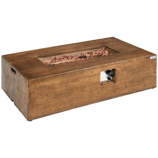 48 x 27 Inch Outdoor Gas Fire Pit Table 50 000 BTU with Lava Rocks and Cover at Set Shop and Smile