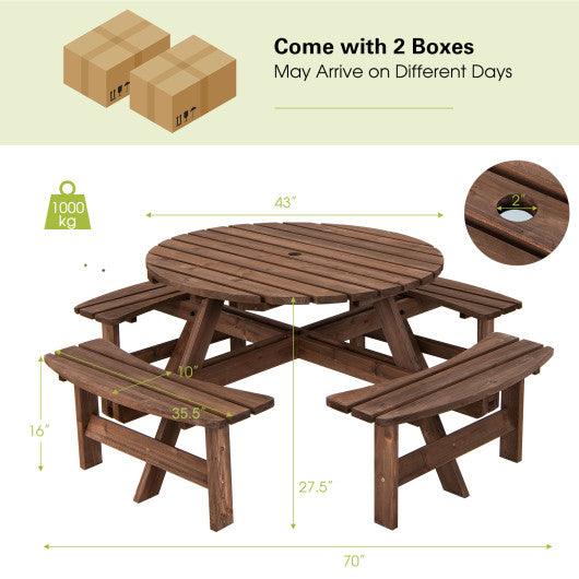 Patio 8 Seat Wood Picnic Dining Seat Bench Set at Set Shop and Smile