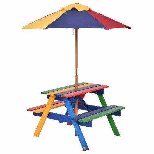 4 Seat Kids Picnic Table with Umbrella at Set Shop and Smile