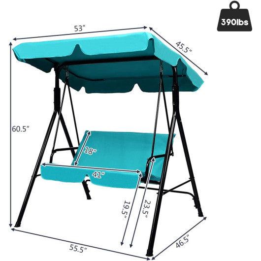 Steel Frame Outdoor Loveseat Patio Canopy Swing with Cushion-Blue at Set Shop and Smile