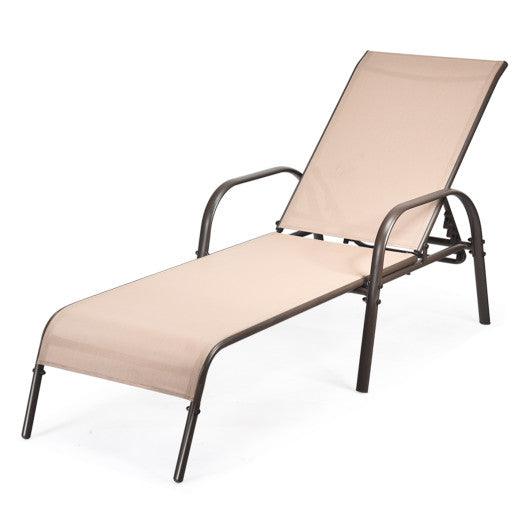 Adjustable Patio Chaise Folding Lounge Chair with Backrest-Brown at Set Shop and Smile