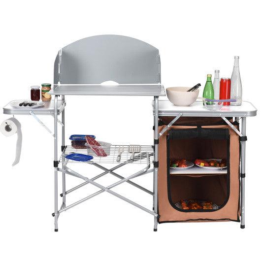 Foldable Outdoor BBQ Portable Grilling Table With Windscreen Bag at Set Shop and Smile