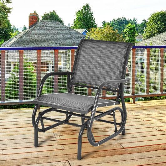 Outdoor Single Swing Glider Rocking Chair with Armrest-Gray at Set Shop and Smile