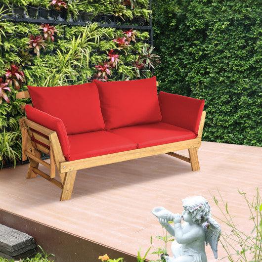 Adjustable Patio Convertible Sofa with Thick Cushion -Red at Set Shop and Smile
