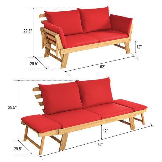 Adjustable Patio Convertible Sofa with Thick Cushion -Red at Set Shop and Smile