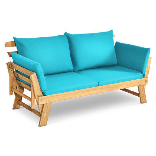 Adjustable Patio Convertible Sofa with Thick Cushion -Turquoise at Set Shop and Smile