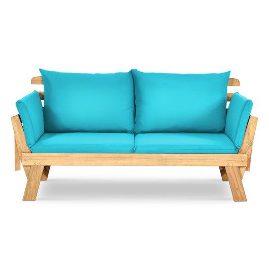Adjustable Patio Convertible Sofa with Thick Cushion -Turquoise at Set Shop and Smile