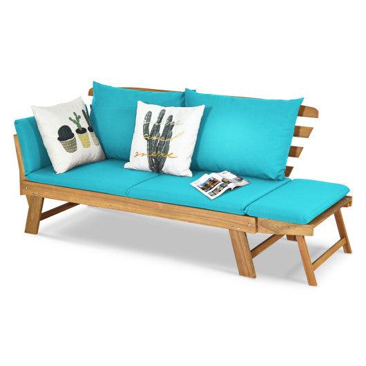 Adjustable Patio Convertible Sofa with Thick Cushion -Turquoise at Set Shop and Smile