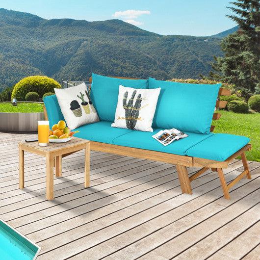 Adjustable Patio Convertible Sofa with Thick Cushion -Turquoise at Set Shop and Smile