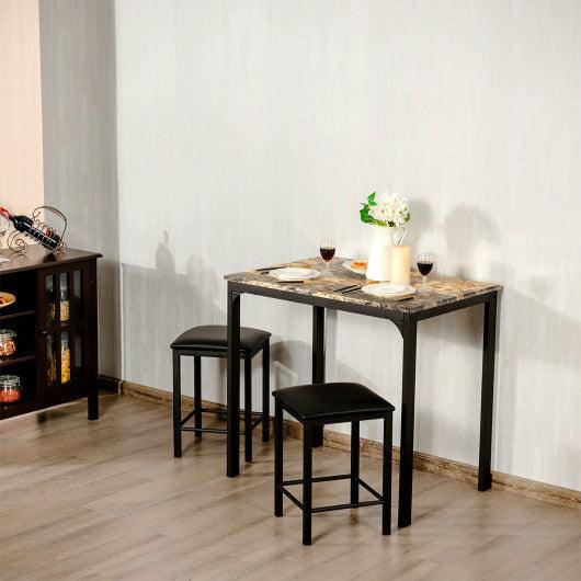 3 Piece Counter Height Dining Set Faux Marble Table at Set Shop and Smile